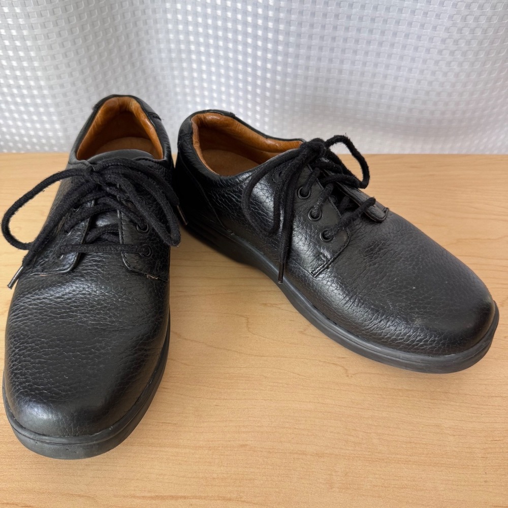 Dr Comfort Laura Diabetic Lace Up Shoes Black Textured Leather 8W